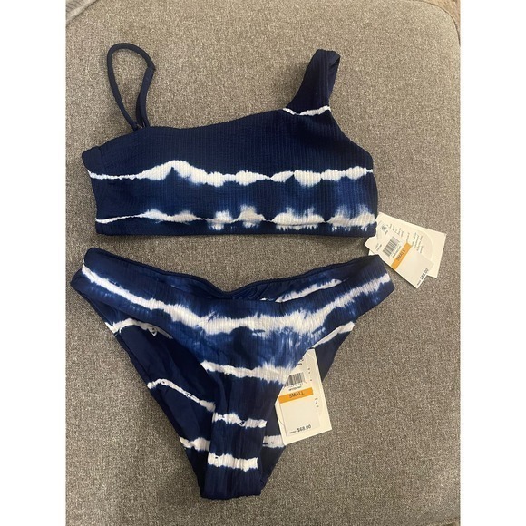 Becca By Rebecca Virtue Blue Iconic Tir Dye Bralette And Hipster Bikini Size S